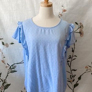 Old Navy Light Blue Ruffle-Sleeve Top